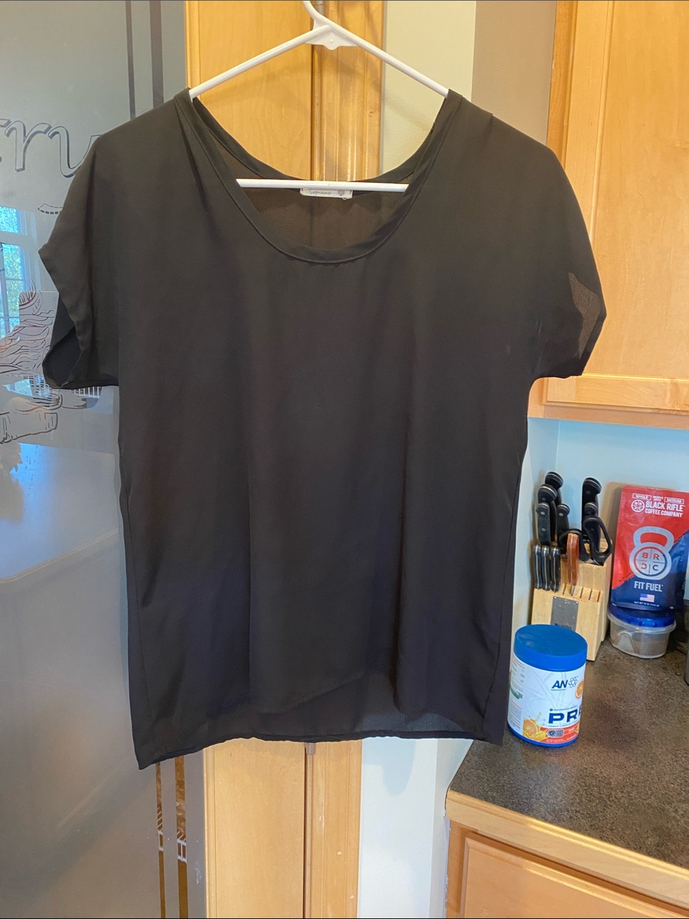 Soprano Black Short Sleeve Scoop Neck Top